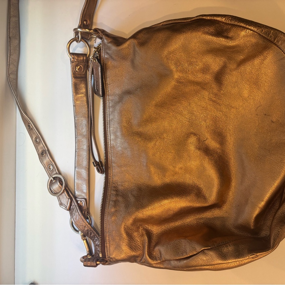 Coach Elegant Metallic Cooper Leather Shoulder/ Crossbody Bag